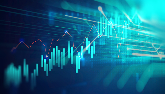 Financial stock market graph on an abstract background.