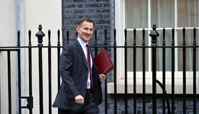 British chancellor of the Exchequer, Jeremy Hunt, arriving for a Cabinet meeting