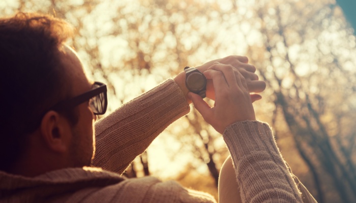 A man checking his watch.
